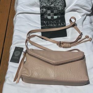 Vince Camuto Tan Crossbody Bag with Tassel Detail